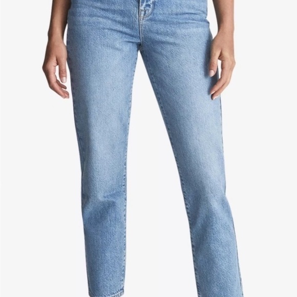 REISS Raye high-rise slim straight denim in light blue jeans sz 27 NWT - Picture 3 of 6